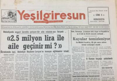 Yeşil Giresun Gazetesi 26 Ekim 1994 2.5 Milyon Lira İle Aile Geçinir Mi GZ30954 - 1
