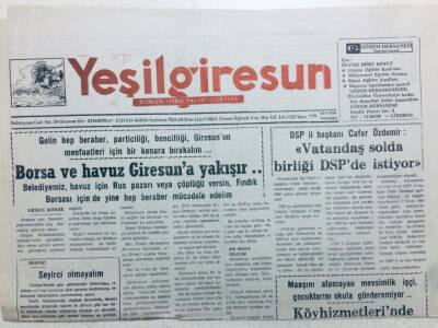 Yeşil Giresun Gazetesi 26 Eylül 1994 - Borsa Ve Havuz Giresuna Yakışır GZ41151 - 1