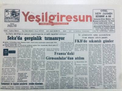 Yeşil Giresun Gazetesi 26 Haziran 1990 - Sekada Gerginlik Tırmanıyor GZ40763 - 1
