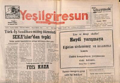 Yeşil Giresun Gazetesi 26 Nisan 2000 - Milli Egemenlik Yarışması Sonuçlandı GZ77923 - 1