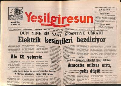 Yeşil Giresun Gazetesi 26 Ocak 2000 - Şebinkarahisar Devlet Hastanesine Diyaliz Makinası İsteniyor GZ77886 - 1