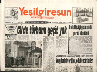 Yeşil Giresun Gazetesi 26 Şubat 2008 - CHP Giresun Sahipsiz GZ101634 - 1
