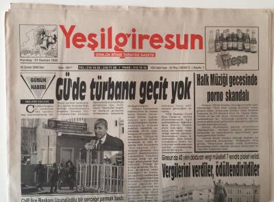 Yeşil Giresun Gazetesi 26 Şubat 2008 - GÜde Türbana Geçit Yok GZ31010 - 1