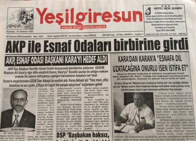 Yeşil Giresun Gazetesi 26 Temmuz 2006-AKP Esnaf Odası Başkanı Karayı Hedef Aldı GZ45721 - 2
