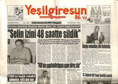 Yeşil Giresun Gazetesi 26 Temmuz 2011 - Selin İzini 48 Saatte Sildik GZ108733 - 1
