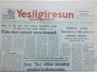 Yeşil Giresun Gazetesi 27 Ağustos 1990 - Fisko Önce Satacak Sonra Ödeyecek GZ40769 - 1