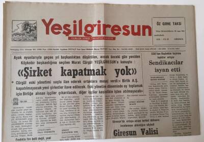 Yeşil Giresun Gazetesi - 27 Ağustos 1991 - Köybirde Şirket Kapatmak Yok - GZ43631 - 2