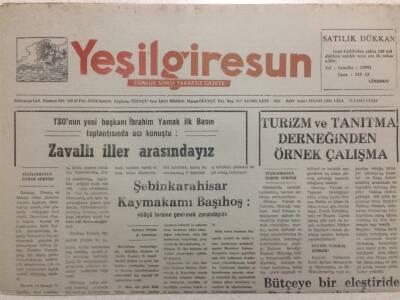 Yeşil Giresun Gazetesi 27 Mart 1992 - Zavallı İller Arasındayız GZ34482 - 1