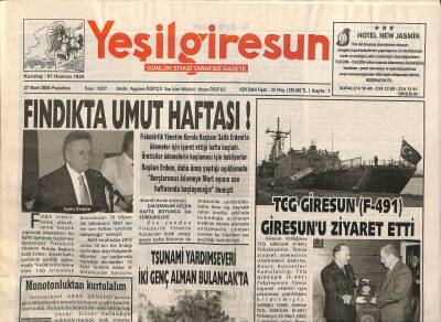 Yeşil Giresun Gazetesi 27 Mart 2006 - TCG Giresun F-491 Giresunu Ziyaret Etti GZ108745 - 1