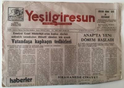 Yeşil Giresun Gazetesi 27 Nisan 2002 - Vatandaşa Kapkaçcı Tedbirleri GZ28964 - 1