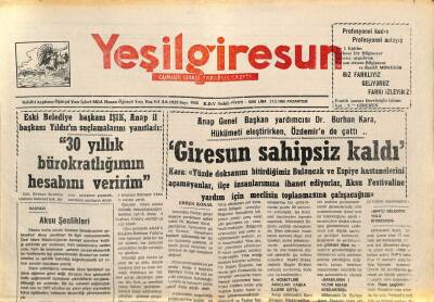 Yeşil Giresun Gazetesi 27 Şubat 1995 - Aksu Şenlikleri İçin Borsadan Destek Bekliyor GZ77814 - 1