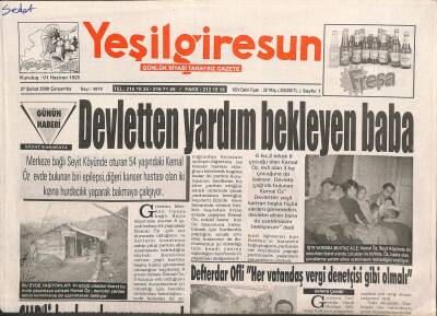 Yeşil Giresun Gazetesi 27 Şubat 2008 - Defterdar Ofli Her Vatandaş Vergi Denetçisi Gibi Olmalı GZ109460 - 1
