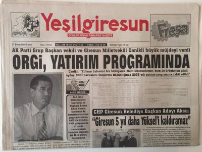 Yeşil Giresun Gazetesi 27 Şubat 2009 - Orgi , Yatırım Programında GZ28956 - 1