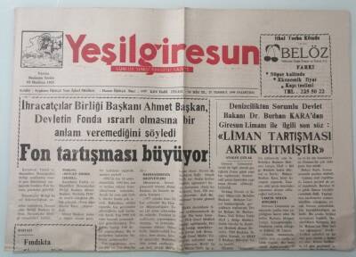 Yeşil Giresun Gazetesi 27 Temmuz 1998 Liman Tartışması Artık Bitmiştir -GZ33377 - 1