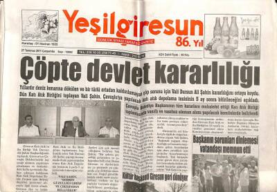 Yeşil Giresun Gazetesi 27 Temmuz 2011 - Çöpte Devlet Kararlılığı GZ108072 - 1