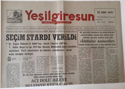 Yeşil Giresun Gazetesi - 28 Ağustos 1991 - Giresunda Seçim Stardı Verildi - GZ43630 - 1