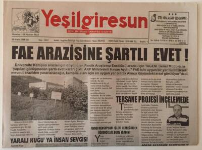 Yeşil Giresun Gazetesi 28 Aralık 2004 - 2004ün Ardından Önemli Olaylar Giresun Teşvik Kapsamına Alınması Yıla Damgasını Vurdu GZ28687 - 1