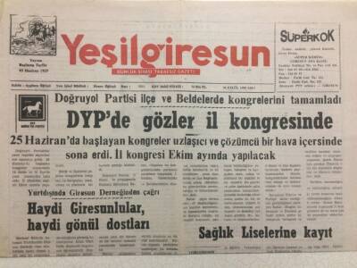 Yeşil Giresun Gazetesi 28 Eylül 1999 - DYPde Gözler İl Kongresinde GZ34454 - 1