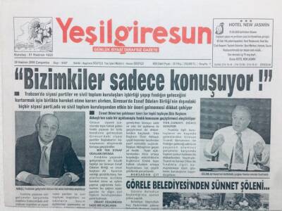 Yeşil Giresun Gazetesi 28 Haziran 2000 - Fındık Cumhurbaşkanının Gündemine Girdi GZ41658 - 1