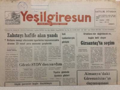 Yeşil Giresun Gazetesi 28 Mart 1992 - Zabıtayı Hafife Alan Yandı GZ34481 - 1