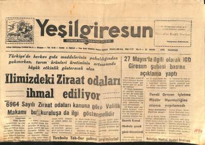 Yeşil Giresun Gazetesi 28 Mayıs 1979 - İlimizdeki Ziraat Odaları İhmal Ediliyor GZ79784 - 1