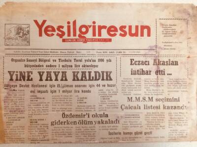 Yeşil Giresun Gazetesi 28 Mayıs 1996 - Yine Yaya Kaldık GZ38753 - 1