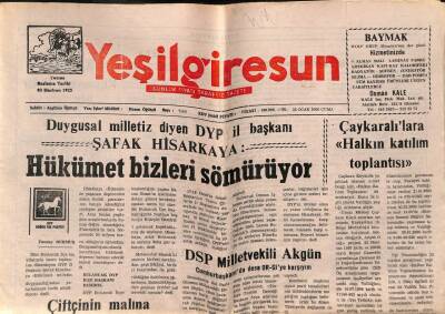 Yeşil Giresun Gazetesi 28 Ocak 2000 - Tarımda Reform Yapılması Gerekenler GZ77888 - 1