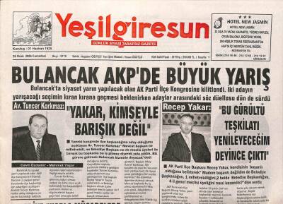 Yeşil Giresun Gazetesi 28 Ocak 2006 - Bulancak AKPde Büyük Yarış GZ108345 - 1