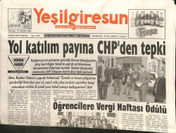 Yeşil Giresun Gazetesi 28 Şubat 2008 - Katılım Payına CHPden Tepki GZ101644 - 1