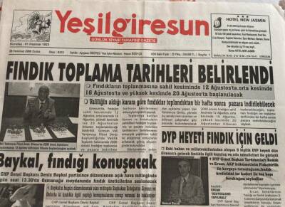 Yeşil Giresun Gazetesi 28 Temmuz 2006-Fındık Üreticisine Murat Kekilli Desteği GZ45723 - 2