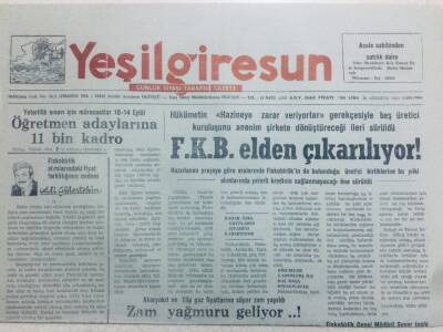 Yeşil Giresun Gazetesi 29 Ağustos 1990 - FKB Elden Çıkarılıyor GZ40767 - 1