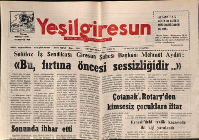 Yeşil Giresun Gazetesi 29 Aralık 1999 - Çotanak Rotaryden Kimsesiz Çocuklara İftar GZ77992 - 1