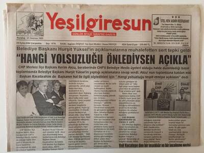 Yeşil Giresun Gazetesi 29 Eylül 2004 - Hangi Yolsuzluğu Önlediysen Açıkla GZ28629 - 1