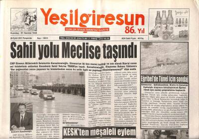Yeşil Giresun Gazetesi 29 Eylül 2011 - Sahil Yolu Meclise Taşındı GZ108336 - 1