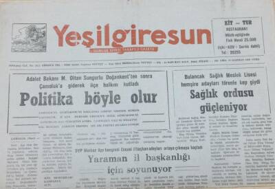 Yeşil Giresun Gazetesi 29 Haziran 1990 Sağlık Ordusu Güçleniyor GZ30944 - 1