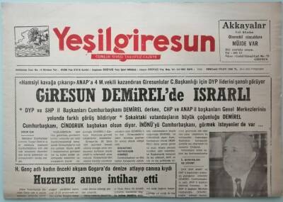 Yeşil Giresun Gazetesi 29 Nisan 1993 Giresun Valiliği Fındık İthalatı Konusunda Açıklama Yaptı -GZ33363 - 1