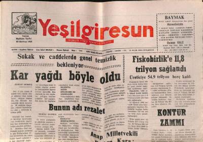 Yeşil Giresun Gazetesi 29 Ocak 2000 - Ş. Karahisar Orman İşletmesi Kapatılıyor Mu ? GZ77889 - 1