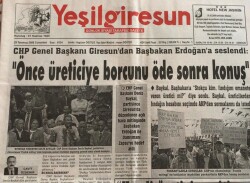 Yeşil Giresun Gazetesi 29 Temmuz 2006-Baykal Yine Zapsuyu Hedef Aldı GZ45725 - 1