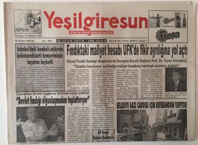 Yeşil Giresun Gazetesi 29 Temmuz 2008 - Fındıktaki Maliyet Hesabı UFKde Fikir Ayrılığına Yol Açtı GZ28950 - 1