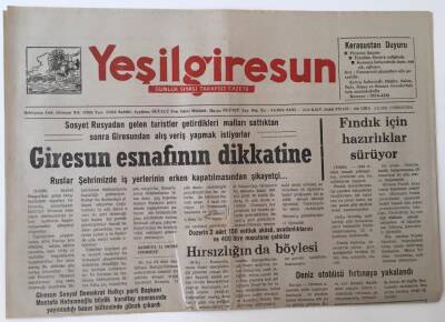Yeşil Giresun Gazetesi - 3 Ağustos 1991 - Giresun Esnafının Dikkatine Ruslar Şehrimizde - GZ43655 - 2