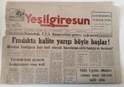 Yeşil Giresun Gazetesi - 3 Ağustos 1999 - Fındıkta Kalite Yarışı - GZ43824 - 2