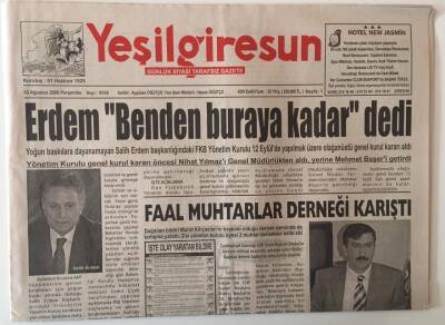 Yeşil Giresun Gazetesi 3 Ağustos 2006 - FKB Yönetim Kurulu Başkanı Erdem Benden Buraya Kadar Dedi GZ28969 - 1