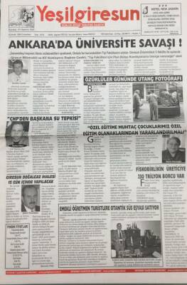 Yeşil Giresun Gazetesi 3 Aralık 2005 Ankarada Üniversite Savaşı GZ26080 - 1