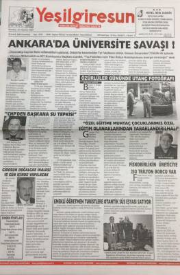 Yeşil Giresun Gazetesi 3 Aralık 2005 Fiskobirlikin Üreticiye 230 Trilyon Borcu Var GZ26089 - 1