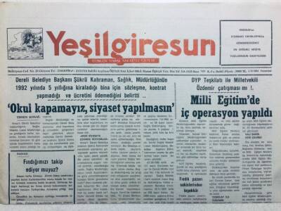 Yeşil Giresun Gazetesi 3 Ekim 1994 - Milli Eğitimde İç Operasyon Yapıldı GZ41156 - 1