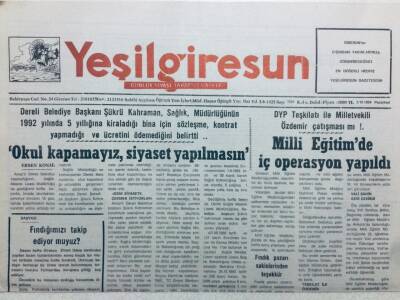Yeşil Giresun Gazetesi 3 Ekim 1994 - Okul Kapamayız Siyaset Yapılmasın GZ41157 - 1