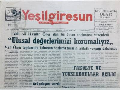 Yeşil Giresun Gazetesi 3 Ekim 2000 - Ulusal Değerlerimizi Korumalıyız GZ41116 - 1