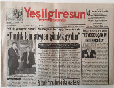 Yeşil Giresun Gazetesi 3 Ekim 2006 - Fındık İçin Ateşten Gömlek Giydim GZ28958 - 1