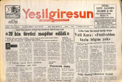 Yeşil Giresun Gazetesi 3 Haziran 2003 - Ali Yücel Donarak Öldü GZ101623 - 1