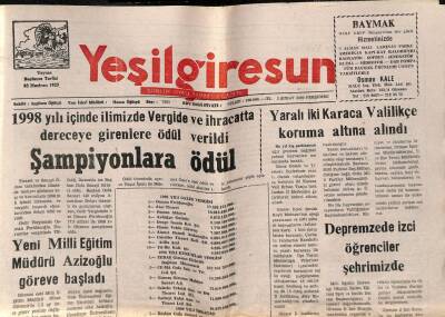 Yeşil Giresun Gazetesi 3 Şubat 2000 - Yağlıderede TV Yayınları İzlenemiyor GZ77836 - 1